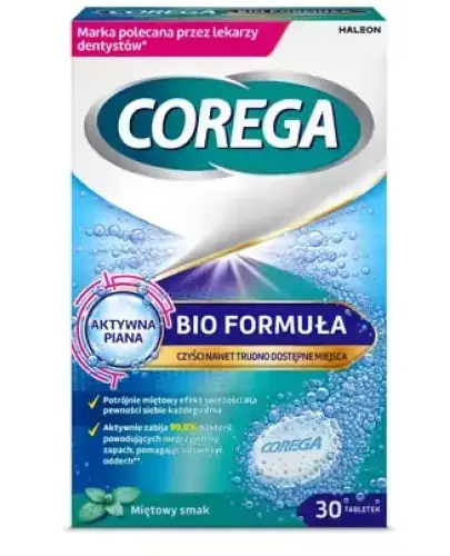 Corega Bio Formuła, tabletki do czyszczenia protez zębowych, 136 tabletek - Z czterema składnikami aktywnymi zapewniającymi dokładne czyszczenie