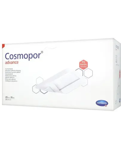 Cosmopor Advance, opatrunek jałowy 20 cm x 10 cm, 25 sztuk - Samoprzylepny opatrunek o zwiększonej chłonności na rany i skaleczenia