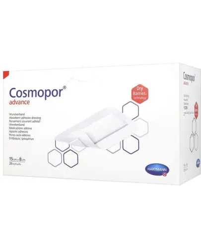 Cosmopor Advance, opatrunek jałowy 15 cm x 8 cm, 25 sztuk - Samoprzylepny opatrunek o zwiększonej chłonności na rany i skaleczenia