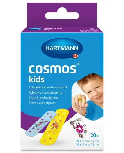 Cosmos kids, 20 sztuk - Kolorowe plastry opatrunkowe dla dzieci