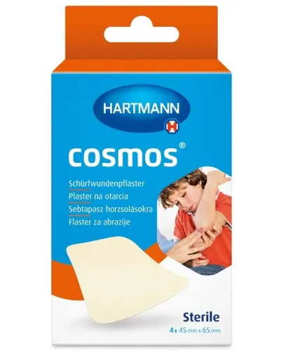 Cosmos Sterile, plastry na otarcia 45 x 65 mm, 4 sztuki - Jednorazowe plastry hydrokoloidowe 