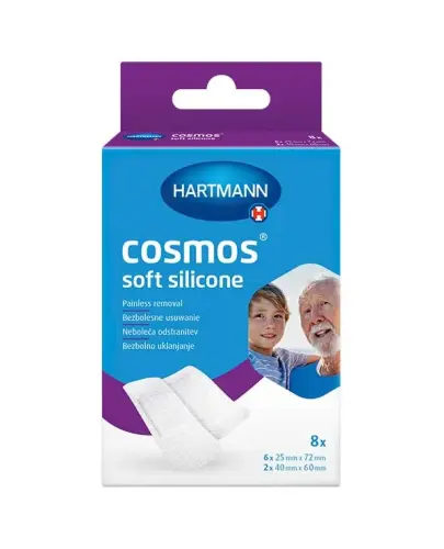 Cosmos Soft Silicone, 8 sztuk - Plastry z opatrunkiem do skóry wrażliwej