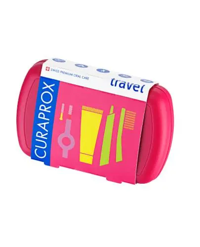 Curaprox Travel Set Zestaw podróżny czerwony, 1 sztuka - Kompaktowy design sprawia, że jest idealny do torebki lub plecaka