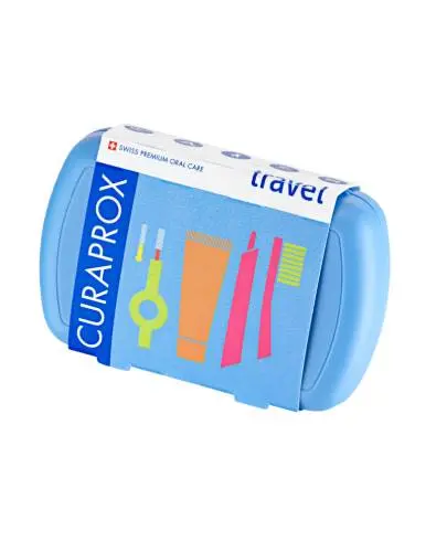 Curaprox Travel Set Zestaw podróżny niebieski, 1 sztuka - Kompaktowa szczoteczka i pasta do zębów zapewnią świeżość w każdej sytuacji