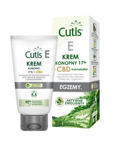 Cutis  E krem konopny 17% + CBD kannabidiol, krem 120 ml - Do pielęgnacji skóry atopowej, alergicznej, z objawami egzemy