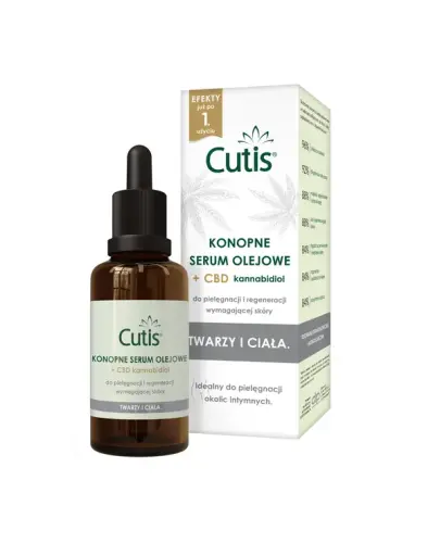 Cutis konopne serum olejowe + CBD kannabidiol, 50 ml - Serum z olejem konopnym do pielęgnacji i regeneracji wymagającej skóry