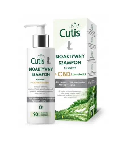 Cutis Ł Bioaktywny szampon konopny + CBD kannabidiol, 200 ml - Do mycia skóry głowy i ciała z objawami łuszczycy i ŁZS