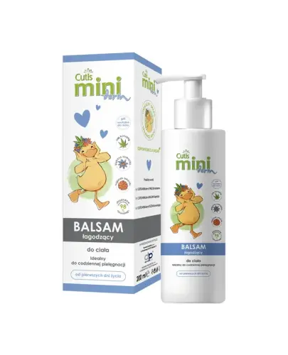 Cutis Mini Derm balsam łagodzący, 200 ml - Bogaty skład zapewnia długotrwałe nawilżenie i odżywienie  już od pierwszych dni życia