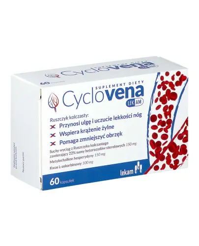 Cyclovena, 60 kapsułek - Preparat z ruszczykiem na ból nóg i żylaki