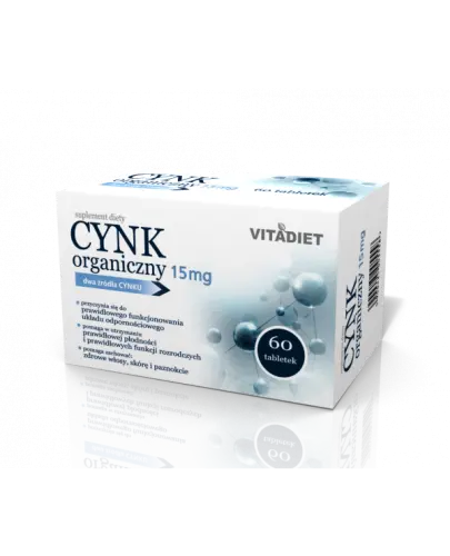 Vitadiet Cynk Organiczny 15 mg, 60 tabletek - Dwa źródła cynku