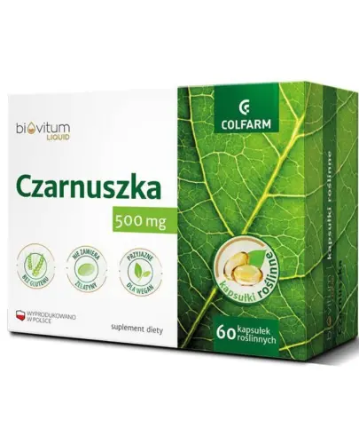 Biovitum Liquid Czarnuszka Colfarm, 60 kapsułek - Bogate w nienasycone kwasy tłuszczowe, w tym kwas linolowy i oleinowy