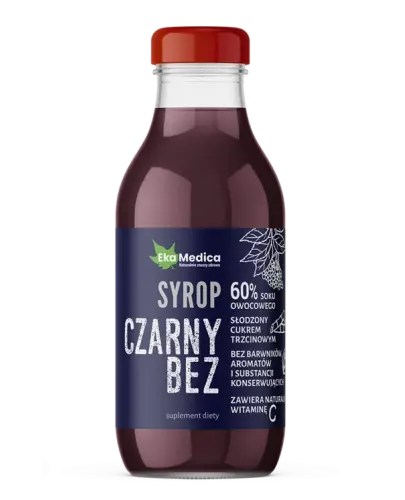 EkaMedica Czarny Bez syrop, 300 ml  - Z dodatkiem naturalnej witaminy C pochodzącej z ekstraktu z owoców aceroli