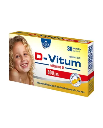 D-Vitum 800 j.m., 30 kapsułek twist-off  - Suplement z witaminą D3. 