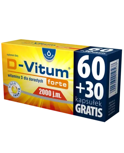 D-Vitum Forte 2000 j.m., 90 kapsułek  - Suplement diety z witaminą D w oleju lnianym