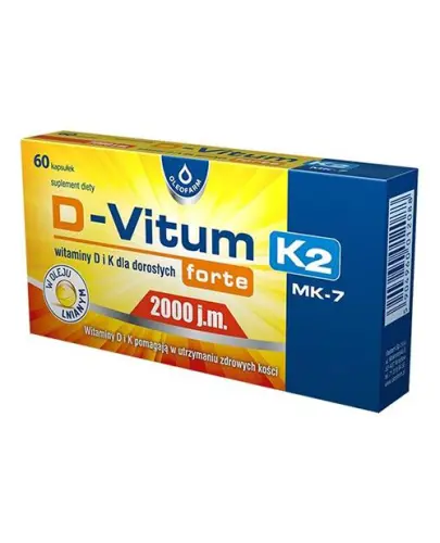 D-Vitum forte 2000 j.m. K2, 60 kapsułek  - Suplement diety z witaminami D3 i K2