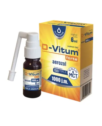 D-Vitum forte aerozol 1000 j.m., 6 ml - Suplement diety z witaminą D3 zawieszoną w oleju MCT.