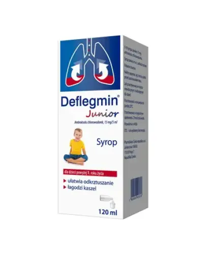 Deflegmin Junior syrop, 120 ml - Który ułatwia odkrztuszanie i łagodzi kaszel