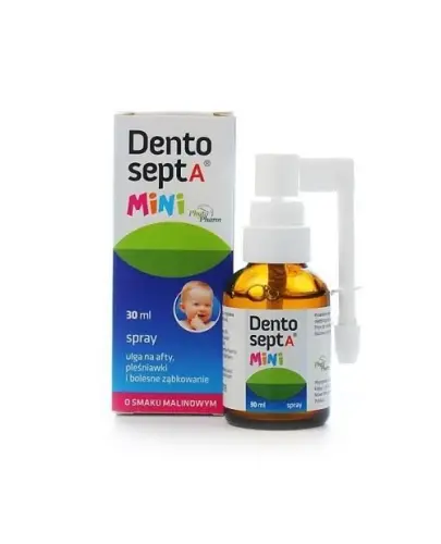 Dentosept A Mini Dentosept A Mini Spray, 30 ml - Pielęgnacja i ochrona dziąseł przy aftach, pleśniawkach i bolesnym ząbkowaniu