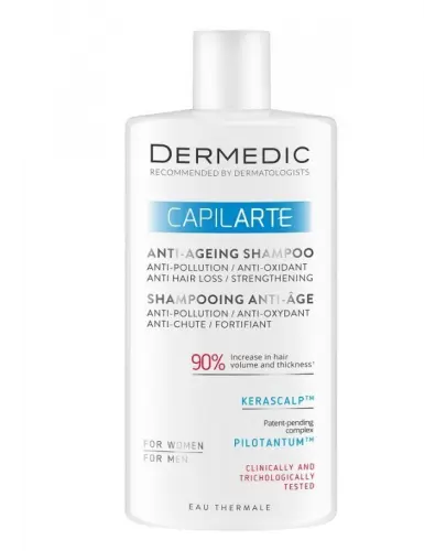 Dermedic Capilarte Szampon anti-ageing, 300 ml - Szampon Anti-ageing o szerokim spektrum działania, zwalcza oznaki starzenia się mieszków i łodyg włosa