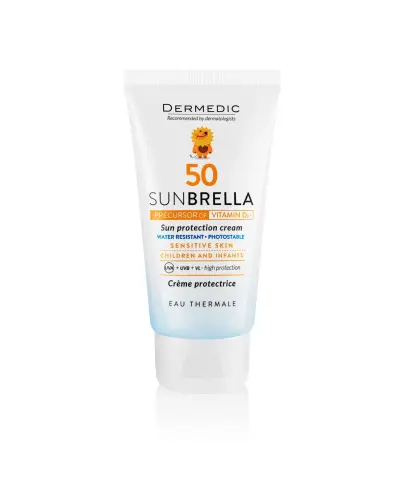 Dermedic Sunbrella SPF 50 Krem ochronny dla dzieci i niemowląt, 50 ml - Chroni skórę dziecka przed szkodliwym działaniem promieniowania UVA i UVB