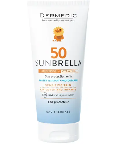 Dermedic Sunbrella Mleczko ochronne dla dzieci, SPF 50+, 100 ml - Dla dzieci powyżej 1. miesiąca życia z prekursorem witaminy D3