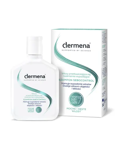 Dermena Sebocontrol, Szampon do włosów tłustych, 200 ml - Reguluje sebum i hamuje wypadanie włosów