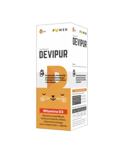 Devipur krople doustne, 10ml - Suplement diety z witaminą D3 w oliwie z oliwek, która wzmacnia odporność