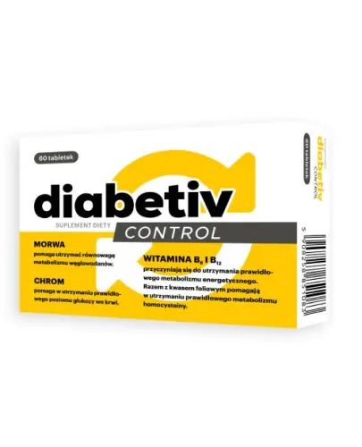 Diabetiv Control, 60 tabletki - Suplement diety z morwą białą, witaminami B6 i B12 oraz chromem.