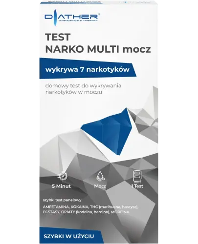 Diather Test Narko Multi Mocz Szybki test panelowy do wykrywania narkotyków w moczu, 1 sztuka - Szybkie wyniki, łatwa obsługa i wysoka dokładność