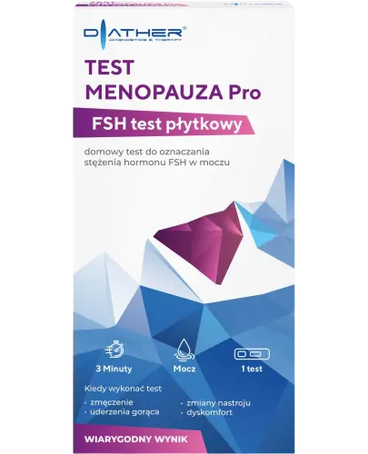 Diather Test Menopauza Pro FSH test płytkowy, 1 sztuka - Pomocny w określaniu fazy menopauzy