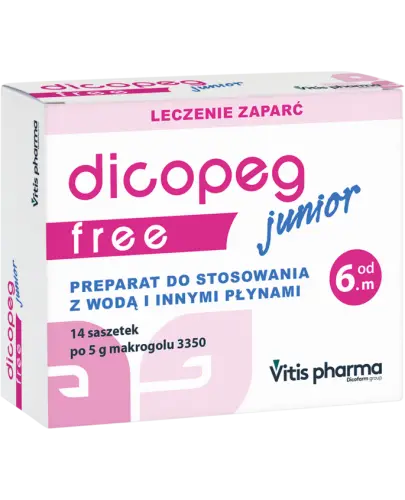 Dicopeg Junior Free, 14 saszetek - Leczeniu przewlekłych zaparć u dzieci