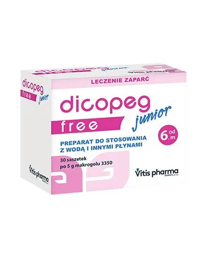 Dicopeg Junior Free, 30 saszetek - Regulują pracę jelit, zalecane w leczeniu przewlekłych zaparć u dzieci