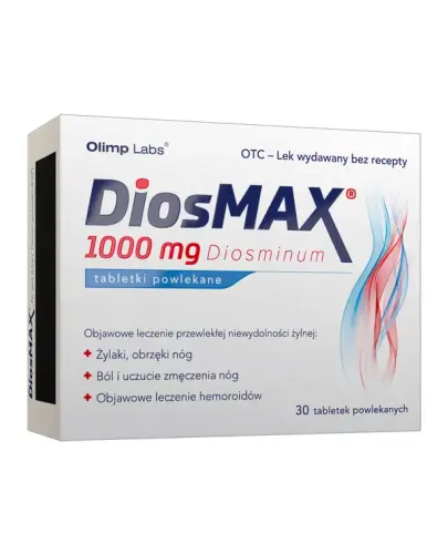 DiosMax 1000 mg, 30 tabletek - Objawowe leczenie przewlekłej niewydolności żylnej