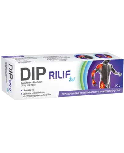 Dip Rilif, (50 mg + 30 mg) /g, żel, 100 g - Żel z ibuprofenem i mentolem