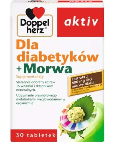 Doppelherz Aktiv Dla diabetyków+Morwa, 30 tabletek  - Wspiera odpowiedni metabolizm węglowodanów w organizmie