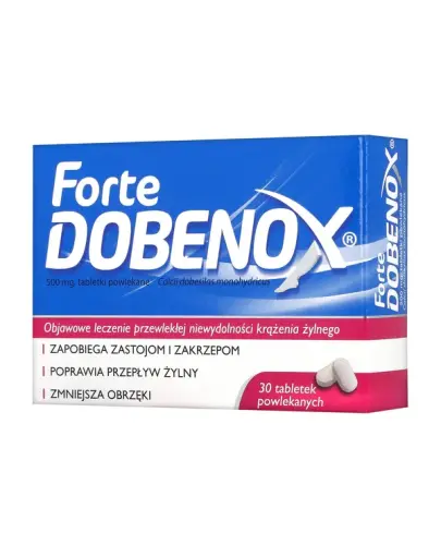 Dobenox Forte, 500mg, 30 tabletek powlekanych - Usprawnia krążenie żylne i działa ochronnie na naczynia krwionośne