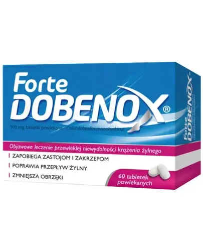 Dobenox Forte 500 mg, 60 tabletek powlekanych - Usprawnia krążenie żylne i działa ochronnie na naczynia krwionośne