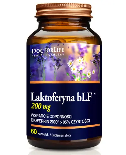 Doctor Life Laktoferyna bLF 200 mg, 60 kapsułek - 	Laktoferyna z serwatki z mleka dla dorosłych i dzieci powyżej 1. roku życia