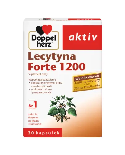 Doppelherz aktiv Lecytyna Forte 1200, 30 kapsułek - Suplement diety z wysoką zawartością lecytyny sojowej