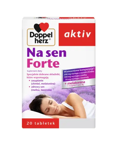 Doppelherz Aktiv Na sen Forte, 20 tabletek - Suplement diety z melatoniną i ziołami