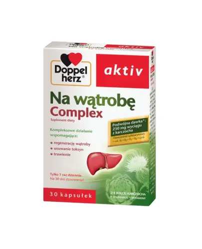 Doppelherz Aktiv Na Wątrobę Complex, 30 kapsułek - Z wyciągami z karczocha i ostropestu, witaminami z grupy B i cynkiem