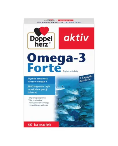 Doppelherz Aktiv Omega-3 Forte, 60 kapsułek - Wysoka zawartość Omega-3: 1400 mg w 1 kapsułce