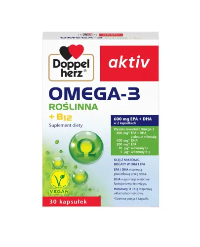 Doppelherz Aktiv Omega-3 Roślinna, kapsułki 30 sztuk - Kapsułki z kwasami omega-3 pochodzenia roślinnego