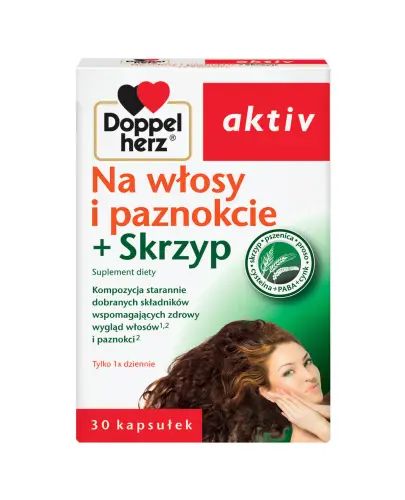 Doppelherz Aktiv Na włosy i paznokcie + skrzyp, 30 kapsułek - Skoncentrowane dawki składników rewitalizujących włosy i paznokcie