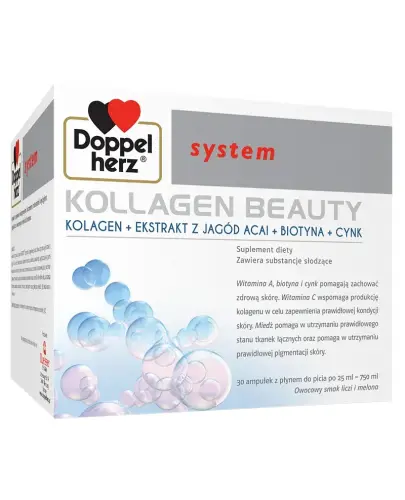 Doppelherz System Kollagen Beauty, 30 ampułek - Suplement diety z kolagenem do picia