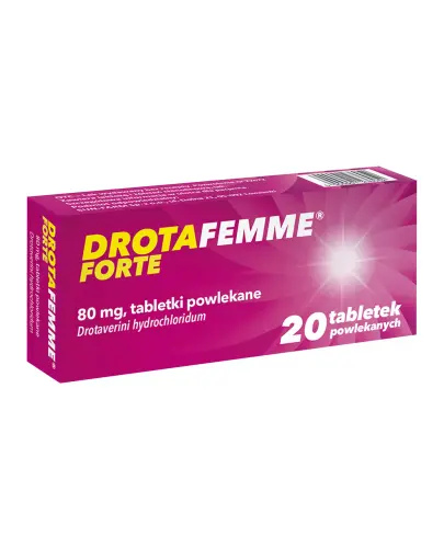 Drotafemme Forte, 80 mg, 20 tabletek powlekanych - Tabletki z drotaweryną o działaniu rozkurczowym i zmniejszającym ból