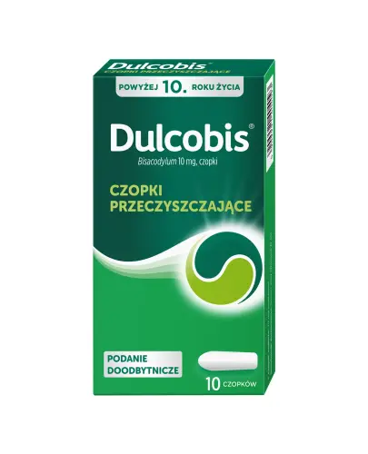 Dulcobis, 10 mg, 10 czopków  - Czopki z bisakodylem o działaniu przeczyszczającym