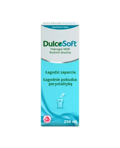 DulcoSoft, roztwór doustny, 250ml   - Delikatny środek przeczyszczający z makrogolem rozmiękcza stwardniałe masy kałowe.