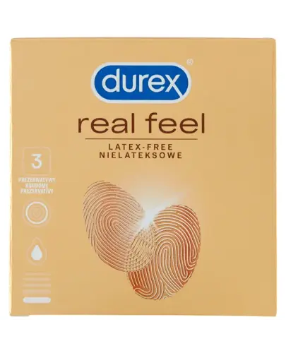 Durex Real Feel, prezerwatywy bez lateksu, gładkie, 3 sztuki - Przezroczyste, poliizoprenowe, odpowiednie dla osób z alergią na lateks