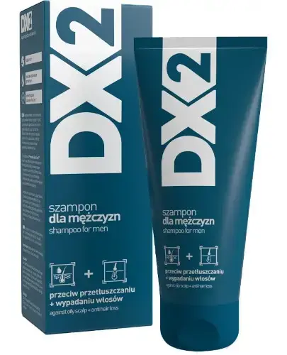 DX2 Szampon dla mężczyzn przeciw przetłuszczaniu + wypadaniu włosów, 150 ml - Reguluje wydzielanie sebum, wzmacnia włosy i odżywia skórę głowy